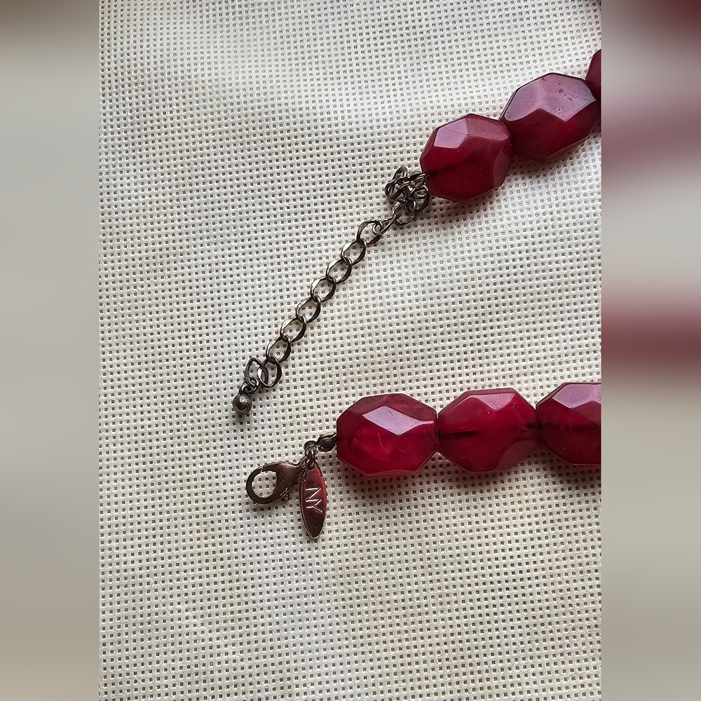 Multi-Strand Faceted Fuchsia Necklace - Women Jewelry - Picture 3 of 4